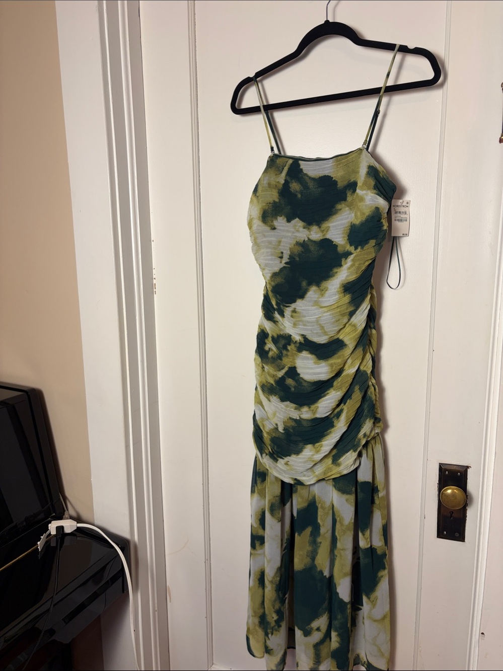 Gorgeous Chelsea28 Olive Green, Celdan, Abstract Pattern Maxi Dress